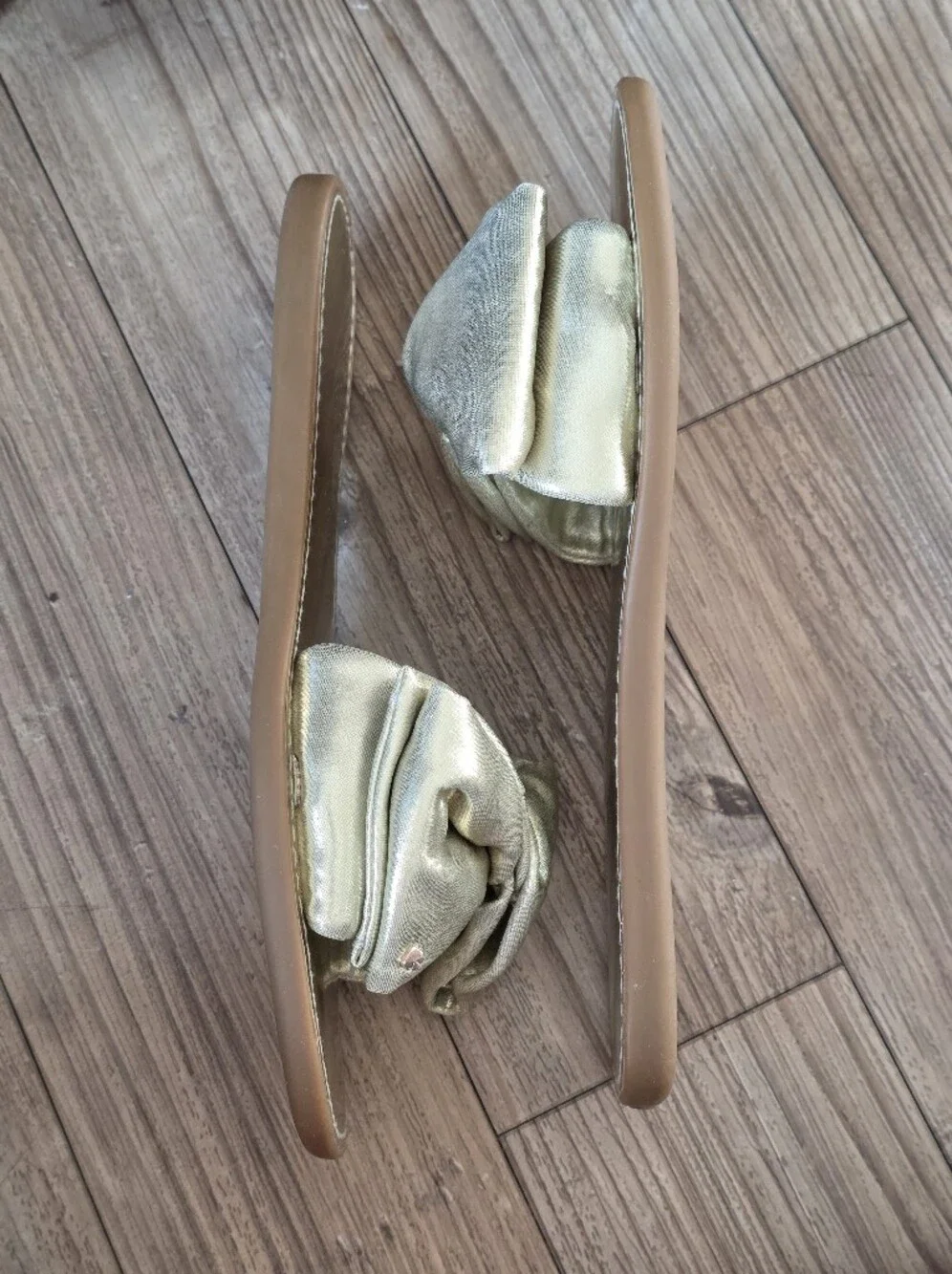 kate spade New York Metallic Gold Bow Slide Sandals